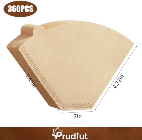 (Prudiut) 360 Count #4 Cone Coffee Filters 8-12 Cups, Disposable Natural Coffee Filters 4 Cone Paper Unbleached 4 Filters Paper Compatible with Ninja, Drip and Pour Over Coffee Maker
