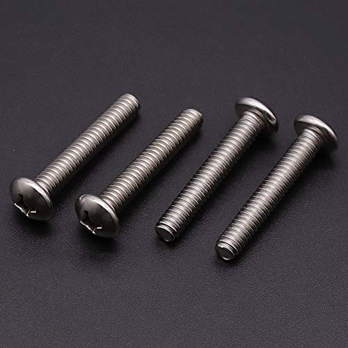 #10-24 x 1-1/4" inch (50 pcs) Phillips Pan Head Machine Screw Bolt, 304 Stainless Steel 18-8 Rounded Head Screws, UNC Full Thread, Bright Finish