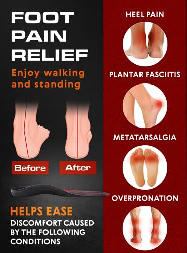 (Pro Grade) 220+ lbs Plantar Fasciitis High Arch Support Insoles Men Women - Orthotic Shoe Inserts for Arch Pain Relief - Boot Work Shoe Insole - Standing All Day Heavy Duty Support (XS, Black)