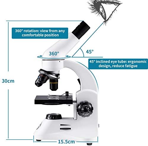 100X-2000X Microscope for Adults, Professional Biological Optical Microscopes with Prepared Slides School Home Lab Education Gifts for Kids Students Beginners