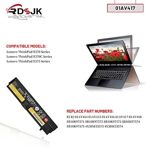 01AV418 SB10K97575 83 82 Laptop Battery for Lenovo ThinkPad E570 E570C E575 Series 01AV414 01AV415 01AV416 01AV417 SB10K97571 SB10K97572 SB10K97573 SB10K97574 4X50M33574 4X50M33573 14.6V 41Wh