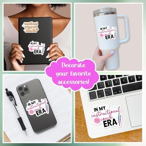 (3Pcs) in My Instructional Coach Era Sticker Funny Teacher Quote Decals Waterproof Vinyl Stickers for Books Laptops Phone Water Bottles Tumbler Cup Kindle 3 Inch