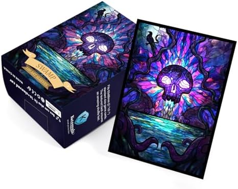 100 MTG Card Sleeves with 100 Inner Sleeves, Textured Back Art Sleeves, Fit Standard Size Cards - Swamp