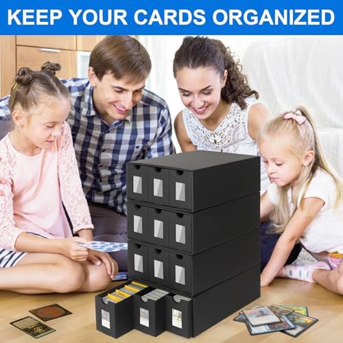 12000+ Trading Card Storage Box for Commander Display, Card Deck Box Cardboard with 48 Card Dividers, Labels & Tapes, Trading Card Collection Box Fit for YuGiOh, TCG, PTCG, MTG and Sport Cards