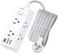 10 Ft Power Strip Surge Protector, Extension Cord with 6 Widely Outlets 3 USB Ports (1 USB C), 3-Side Outlet Extender Strip, Flat Plug, Wall Mount Small Power Strip for Travel Home Office College Dorm