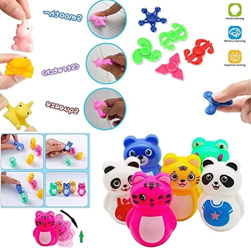 124 Pcs Party Favors for Kids 4-8-12, Pop Fidget Treasure Box Toys, Goodie Bag Fillers, Pinata Stuffers, Treasure Chest, Carnival Prizes, Prize Box Toys for Kids Classroom