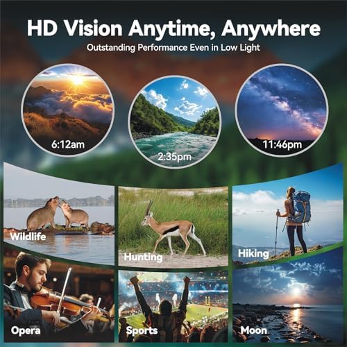 12x42 Binoculars for Adults High Powered, HD Compact Binoculars for Bird Watching with Phone Adapter, Lightweight Travel Binoculars for Cruise Ship, Sports, Concerts, Wildlife, Hiking, Hunting