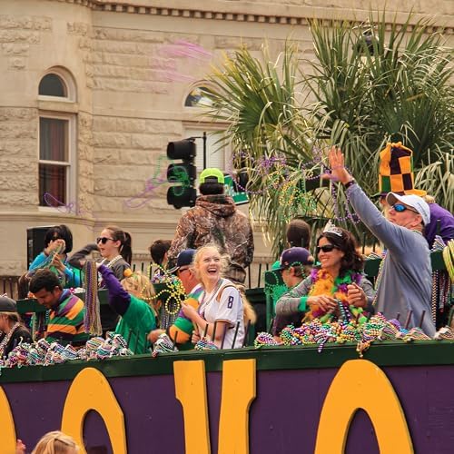 100PCS Mardi Gras Accessories, 11 Kinds Mardi Gras Beads Coins Mask Shape Necklace, Metallic Green Purple Gold Beads Parade Throw Costumes, Festival Carnivals Celebration Events Party Throws Supplies