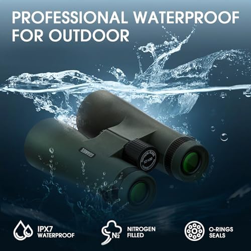 12x50 HD Binoculars for Adults High Power Binoculars IPX7 Waterproof Fogproof for Hunting, Bird Watching, Cruise Ship, Travel and Safari Green