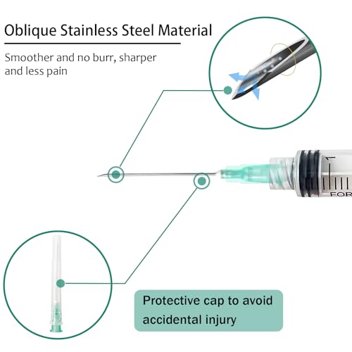 100 Pack 5mL Syringe with 21Ga 1.5inch, Scientific Labs, Measurement, Individually Wrapped