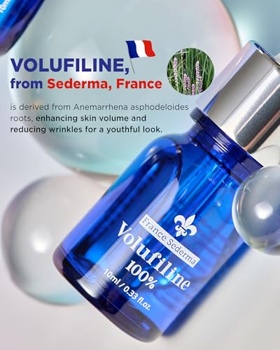 100% Volufiline Serum Skincare – Advanced Firming & Lifting Facial Ampoule from France Sederma, Intense Hydration & Skin Rejuvenation for Youthful, Perfect for Layering & DIY, 0.33 fl.oz (10ml) 3 Pack