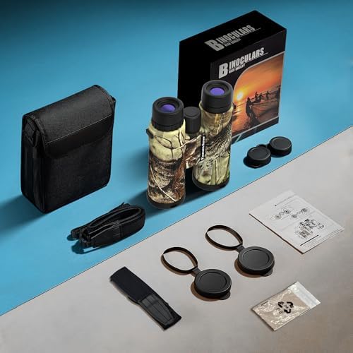 10X42 Compact Binoculars for Adults - Long Distance, High Powered Binoculars with Travel Case - Bright Light & Large Field of View - Lightweight, Water & Fog Proof, Hunting, Bird Watching