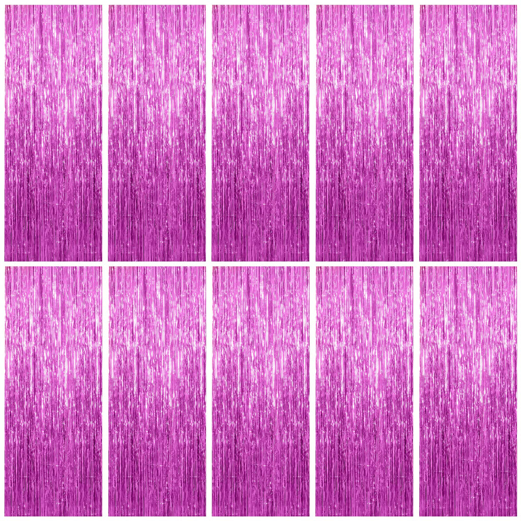 10 Pack Foil Curtain Backdrop Metallic Tinsel Foil Fringe Curtains Photo Booth Props for Birthday Wedding Engagement Baby Shower Bachelorette Christmas Holiday Celebration Party Decorations