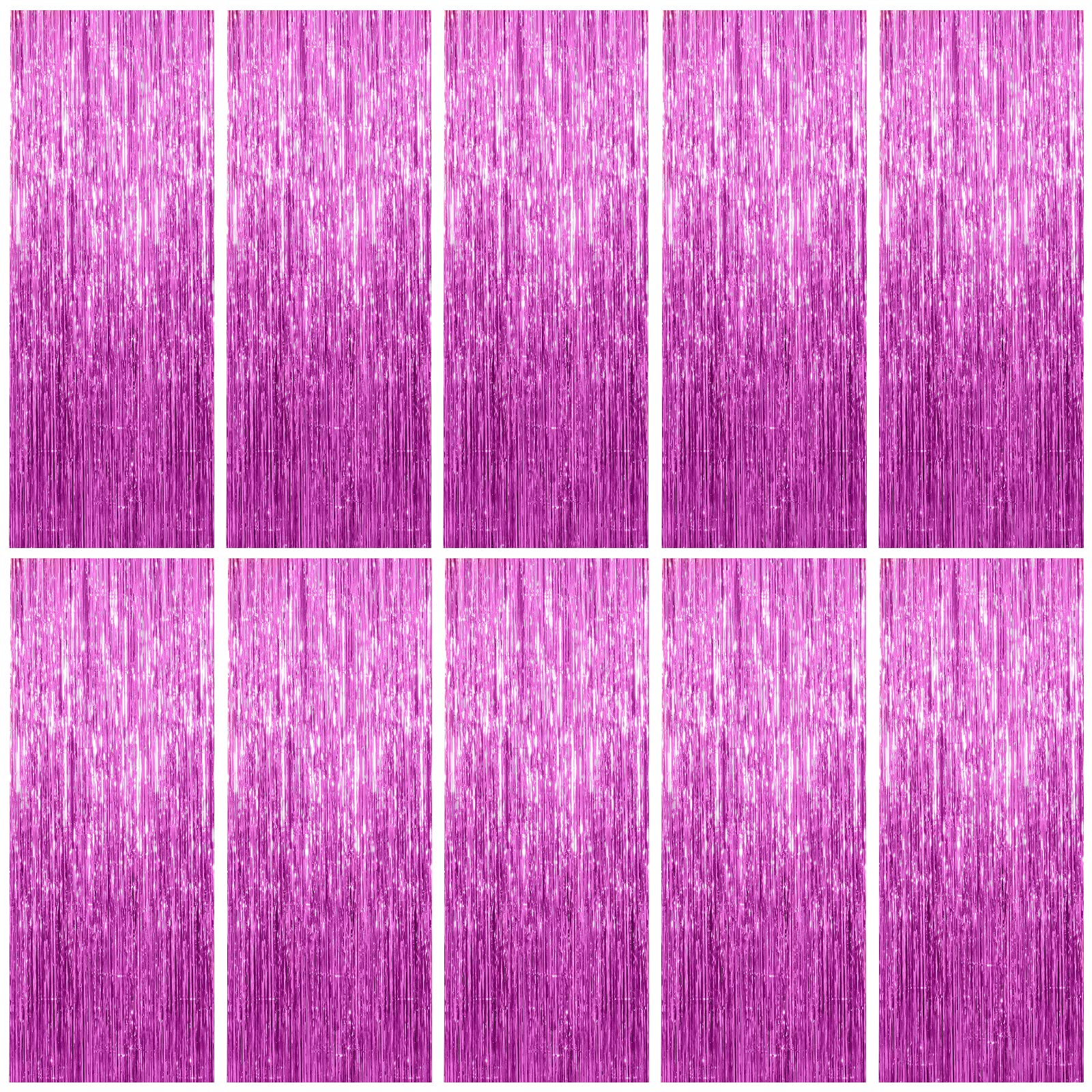 10 Pack Foil Curtain Backdrop Metallic Tinsel Foil Fringe Curtains Photo Booth Props for Birthday Wedding Engagement Baby Shower Bachelorette Christmas Holiday Celebration Party Decorations