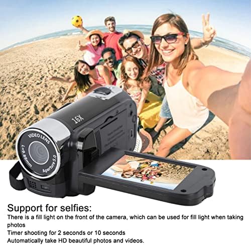 1080P HD Camera Camera Camcorder, 16MP DV Camera 16x Digital Zoom Video Camera, 2.7in TFT Rotatable Screen, Built in Speakers, USB (Black)
