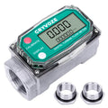1 Inch Digital Turbine Fuel Flow Meter, 2.6-26 GPM Inline NPT Thread Flowmeter with 3/4 in Adapters for Water, Diesel, Gas Oil, Gasoline, and Other Liquids - Supports Gallon, QTS, PTS, L, m³