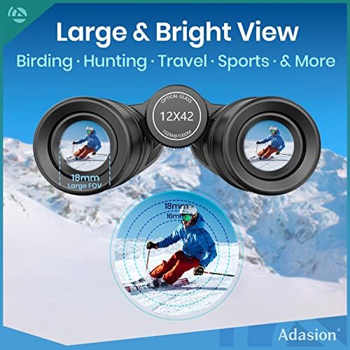 12x42 HD Binocular(1pack) and 12x56 HD Monocular(1pack) with Universal Phone Adapter - High Power with Super Bright and Large for Bird Watching Hunting Outdoor Sports Travel