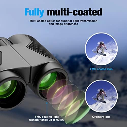 12x25 Binoculars with Clear Low Night Version for Adults and Kids, Large Eyepiece Waterproof Durable & Clear BAK4 Prism FMC Lens Binoculars for Bird Watching Hunting Travel Theater Concerts