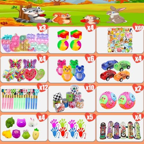 118 Pcs Party Favors for Kids, Pop Fidget Treasure Box Toys for Classroom, Prizes for Kids Classroom, Goodie Bag Stuffers, Pinata Stuffers Filler, Carnival Prizes Birthday Return Gifts for Kids 4-8-12