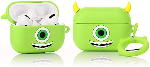 (4Pack) Case for AirPods Pro 2nd/1st Generation (2022/2019) with Carabiner, Suublg Cute Skin Design Silicone Cartoon Charging Case Protective Covers for Boys Girls (MN+MC+MrQ+Monster)