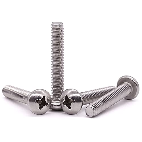 #4-40 x 1-1/2" Pan Head Machine Screw, Phillips Drive, 304 Stainless Steel 18-8, Bright Finish, Fully Machine Thread, 100 Pcs