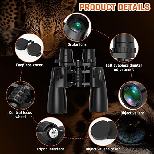 10-30x50 Zoom Binoculars for Adults, High Powered Military Binoculars for Bird Watching Traveling Hunting Concerts with Large View,BAK4,FMC Lens,Clear Low Light Vision at Night…