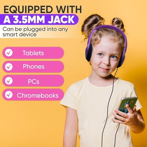 10 Pack Bulk Headphones, Wired Headphones for Kids, Teens, Adults, Affordable On-Ear with 3.5mm Plug, Perfect for Schools, Classrooms, Libraries, Museums, Multipack for Wholesale, Black Color
