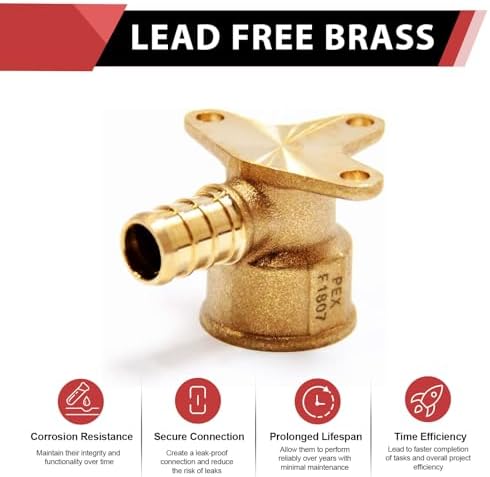 (Pack of 5) Pex Fitting 1/2 Inch x 1/2 Inch Female NPT Drop-Ear Elbow Brass(5)