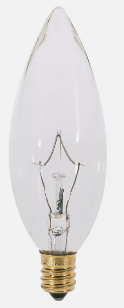 12 Pack Chandelier 15W Watt 120V B10 Straight Torpedo Tip Candelabra E12 Clear