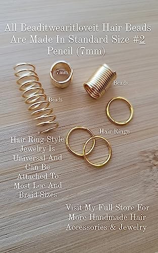 1 Quartz Crystal Loc Jewelry, Dreadlock Hair Beads, Stone Hair Rings, Natural Gemstones Adornment for Women Braids Hair Decoration Accessories (Silver Hair Ring)