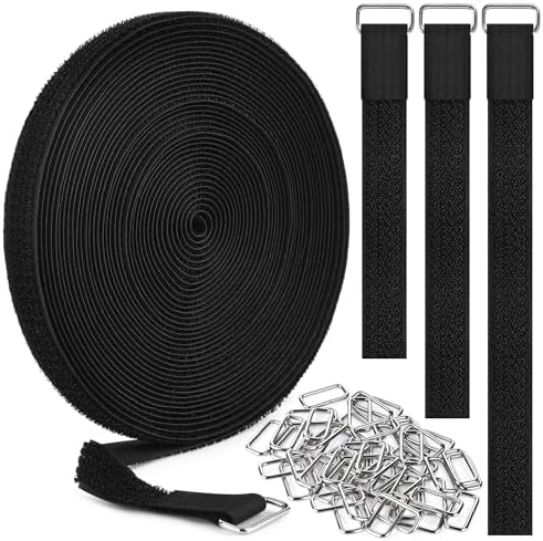 0.75" x39.4ft Hook and Loop Straps with 60 Buckles Adjustable Cut-to-Length Cable Ties - Reusable Nylon Fastening Tape Cable Straps for Storage or Organization (0.75in x 39.4ft)