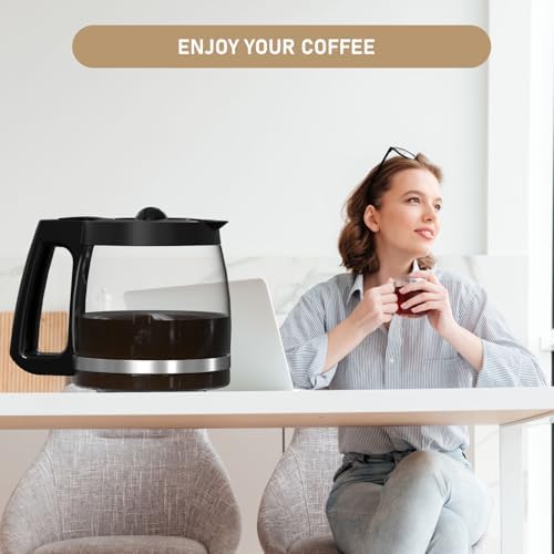 12-Cup Coffee Maker Glass Carafe Replacement Compatible with Hamilton Beach Coffee Maker Models 46310, 49980R, 49976, 49350, 49980A, 49980Z, 49983, 49618, 46300, 49966 1 Pack