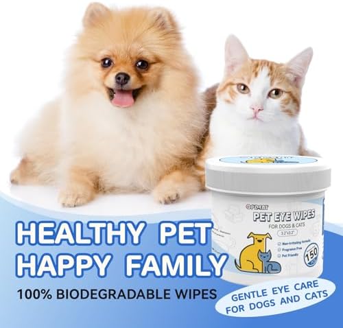 150PC Eyes Wipes for Dogs - Tear Stain Remover for Dogs - Dog Eye Cleaner,Eye Debris, Discharge, Mucus Secretions - Eye Wipes for Dogs & cat Eye Wipes - 3.2 inches (3.2 Large)