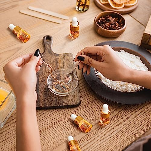 100 Pcs Mini Glass Oil Dropper Bottle Bulk, 2 ml Gold Clear Essential Small Empty Bottles Sample Containers Perfume Liquid Vials with Cap for Traveling