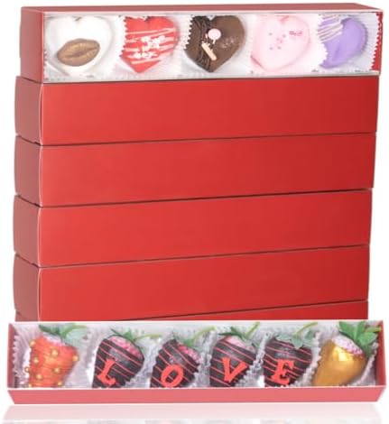 15Pack 12x2¼x2 Inches Chocolate Covered Strawberries Boxes for 6 Macaron boxes Chocolate Truffle Boxes Cookies boxes Bakery Boxes with Clear Window