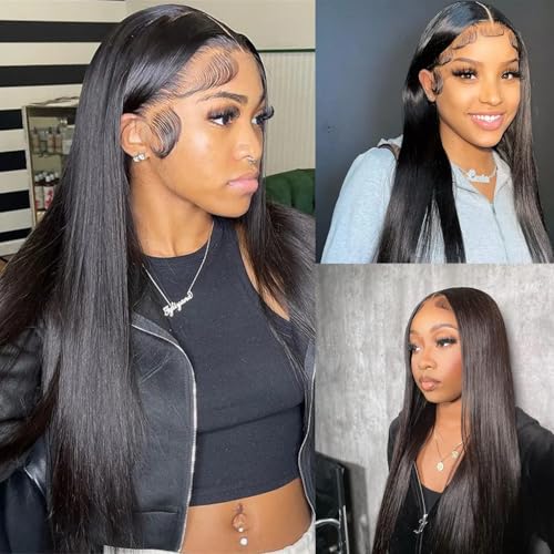 13x4 Lace Frontal Human Hair 10 Inches Body Wave Human Hair Frontal Can be Curly and Dyed 100% Human Hair Lace Frontal With Baby Hair(10Inches Natural Black)