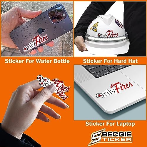 (3PCS) Only Fires Sticker Firefighter Helmet Hard Hat Fireman Stickers For Men Father Dad Adults Funny Decals Waterproof Vinyl Sticker for Water Bottle Tumbler Phone Case Cars Laptops Gifts (2 Inches)