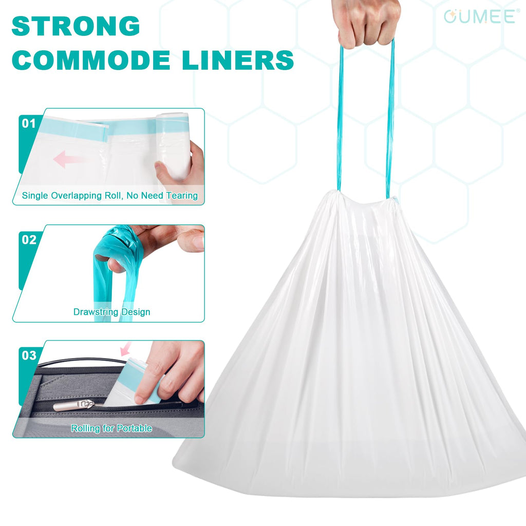 120 Count Commode Liners for Bedside Commode, Beside Commode Liners, Portable Potty Liners for Adults, Toilet Liners Disposable Commode Bags for Commode Chair (Blue - 120 Liners)