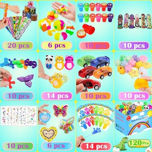 120 Pcs Party Favors Toy for Kids, Treasure Box Carnival Prizes for Classroom School Rewards, Christmas Stocking Stuffers, Goodie Bag Pinata Fillers Bulk Toys for Boys Girls