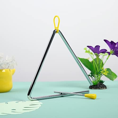 10 Pcs Musical Triangle Instrument, 6 Inch Steel Music Percussion Triangle for Kids Adults