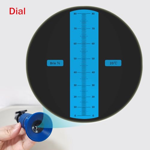 0-80% Brix Meter Refractometer for Measuring Sugar Content in Fruit, Honey, Maple Syrup and Other Sugary Drink, with Automatic Temperature Compensation Function