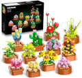 12 Flowers Succulents 3.6MM Mini Building Set - 1403PCS Flower Botanical Collection for Office Home Décor Plant Building Blocks Toy, Gifts for Valentine Mother's Day Birthday Adults Women Kids 10+