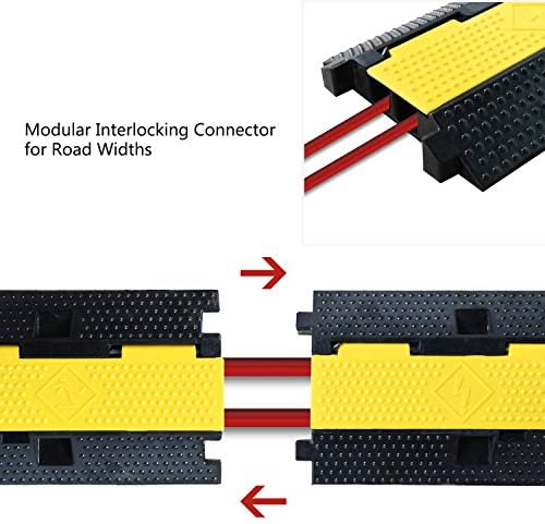 1 Pack Rubber Cable Ramp Hose Cable Protector Ramp 2 Channel 22000Lbs Load Capacity Traffic Speed Bump Wires Power Lines Extension Cord Cover for Indoor Outdoor