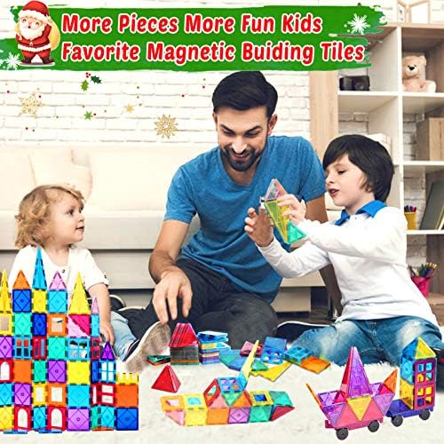 100PCS Magnetic Tiles Blocks for Kids Ages 3-5 4-8,STEM Learning Educational Preschool Magnet Building Toys for Toddlers,Christmas Birthday Gifts Toys for 3 4 5 6 7 8+ Year Old Boys Girls