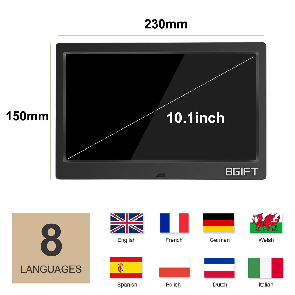 10.1" Digtal Clock with Day and Date for Seniors, Large LCD Display, Auto Dimmable, 12 Alarm Settings - Best Gift for Elderly