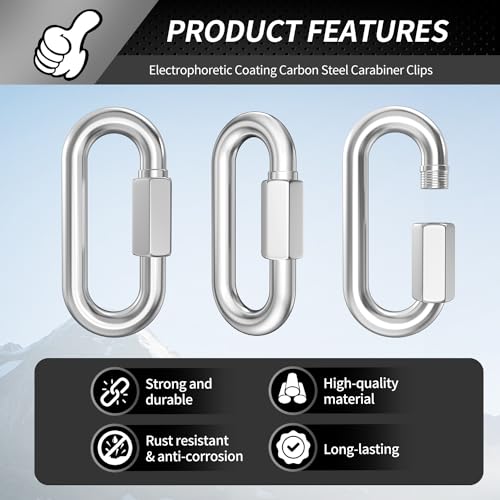 10 Pack Heavy-Duty Chain Hooks Quick Links - 304 Stainless Steel 5/16" Locking Carabiner Anti-Rust Chain Connector Quick Link for Towing,Swing,Shade Sail,Bird Toys,Capacity 1535lb