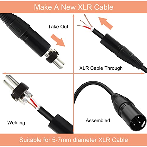 10PCS 3 Pin XLR Solder Connector, 5 Male and 5 Female XLR Mic Snake Plug, Microphone Audio Socket for High Conductivity and Ultra-Low Noise