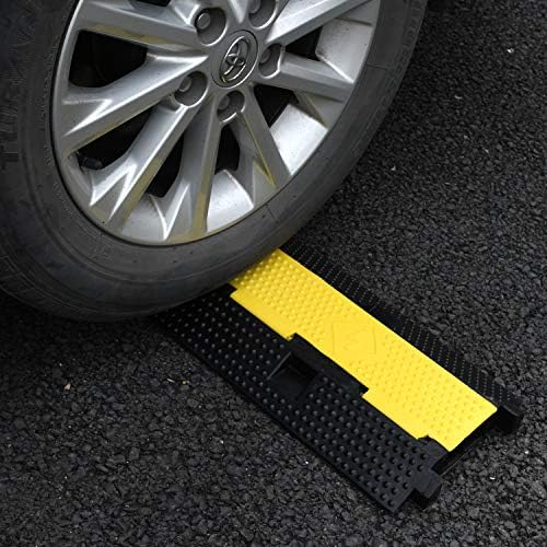 1 Pack Rubber Cable Ramp Hose Cable Protector Ramp 2 Channel 22000Lbs Load Capacity Traffic Speed Bump Wires Power Lines Extension Cord Cover for Indoor Outdoor