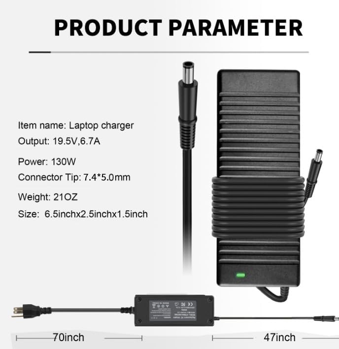 130W 19.5V 6.7A AC Adapter Charger for Dell in-spiron 15 7559, XPS 15 L502X, 17 L702X, G3, G5, LA130PM121, DA130PE1-00, JU012
