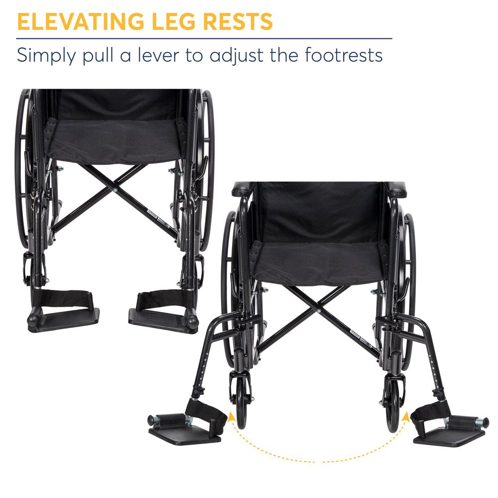 Drive Medical Silver Sport 1 Wheelchair, Full Arms, Swing Away Footrest, Lightweight Steel Frame